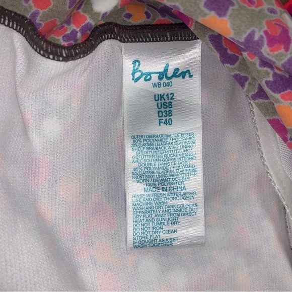 Boden Tankini Top Women’s Size 8 US Brown Multi Floral Swimwear Padded Shelf Bra - Picture 7 of 7